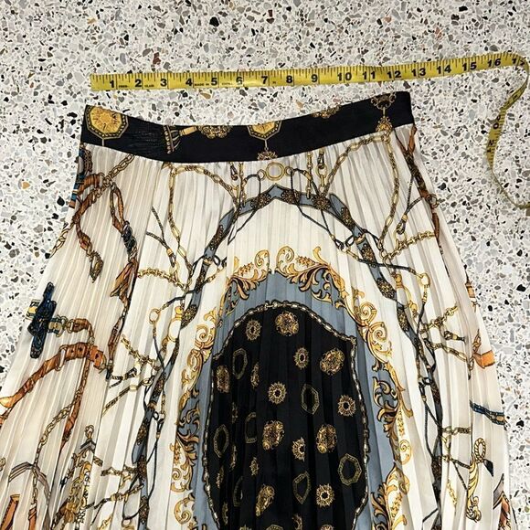 Zara chain navy gold accordion midi skirt small s - Picture 7 of 9